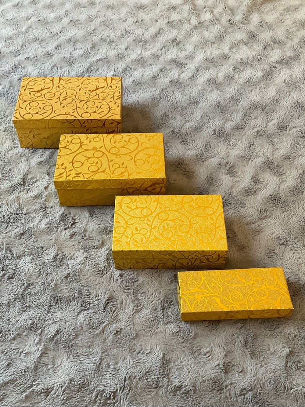 Gold Decorative Storage Boxes Set - Home Accents Decor Set of 4